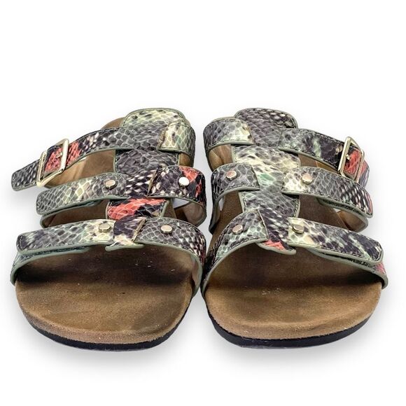 Vionic Park Radia Snakeprint Triple Strap Orthotic Sandals in Mint Snake Size 8 - Picture 9 of 16